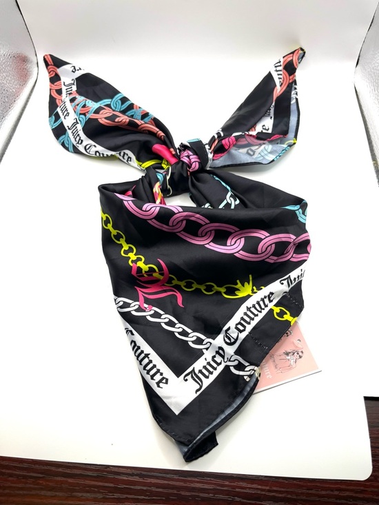 Juicy Couture Accessories - Juicy Couture Black Scarf with Neon Chain Print